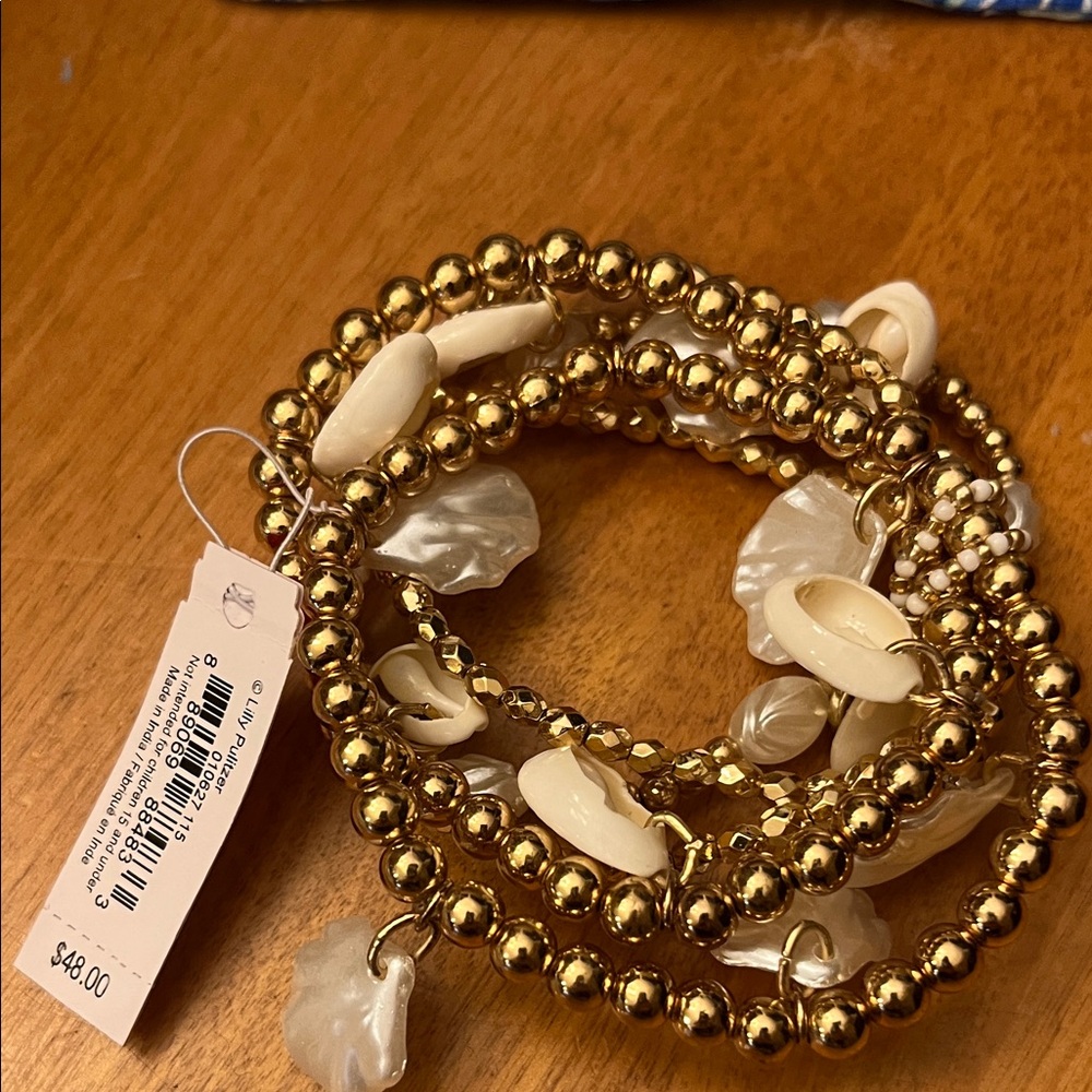 Lilly Pulitzer Gold and Cream Bracelet Set